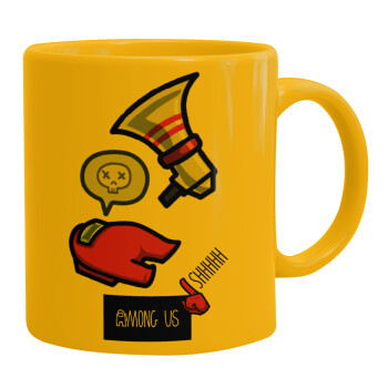 Among US Shhhh!!!, Ceramic coffee mug yellow, 330ml