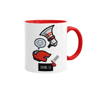 Among US Shhhh!!!, Κούπα χρωματιστή κόκκινη, κεραμική, 330ml