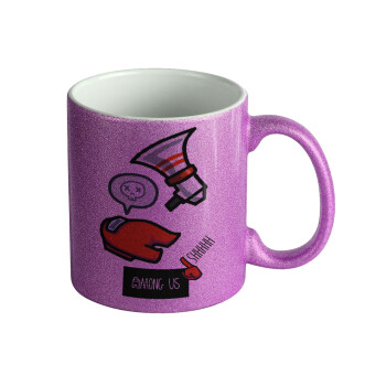 Among US Shhhh!!!, Κούπα Μωβ Glitter που γυαλίζει, κεραμική, 330ml