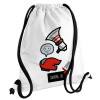Backpack pouch GYMBAG white, with pocket (40x48cm) & thick cords