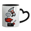 Mug heart black handle, ceramic, 330ml