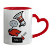 Mug heart red handle, ceramic, 330ml