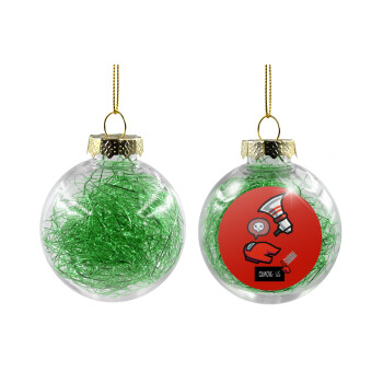 Among US Shhhh!!!, Χριστουγεννιάτικη μπάλα δένδρου διάφανη με πράσινο γέμισμα 8cm