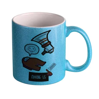 Among US Shhhh!!!, Κούπα Σιέλ Glitter που γυαλίζει, κεραμική, 330ml