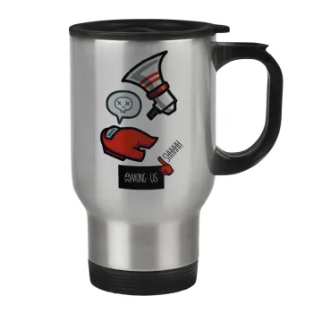 Among US Shhhh!!!, Stainless steel travel mug with lid, double wall 450ml