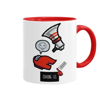 Among US Shhhh!!!, Κούπα χρωματιστή κόκκινη, κεραμική, 330ml