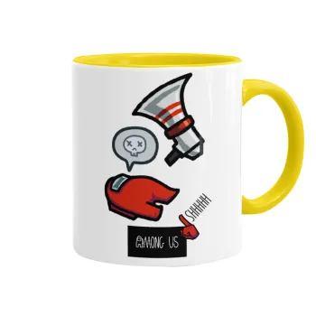 Among US Shhhh!!!, Κούπα χρωματιστή κίτρινη, κεραμική, 330ml