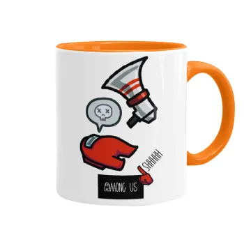 Among US Shhhh!!!, Κούπα χρωματιστή πορτοκαλί, κεραμική, 330ml