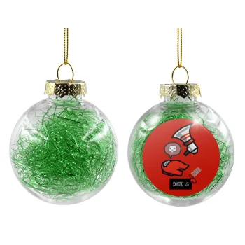 Among US Shhhh!!!, Transparent Christmas tree ball ornament with green filling 8cm
