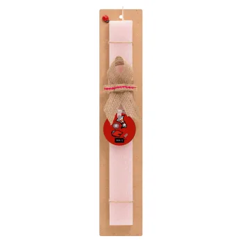 Among US Shhhh!!!, Easter Set, wooden keychain & scented flat Easter candle (30cm) (PINK)