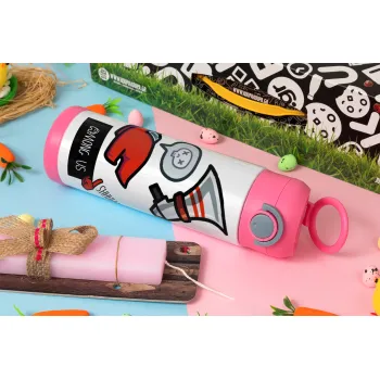 Among US Shhhh!!!, Easter candle, Childrens hot water bottle, stainless steel, with safety straw, PINK (500ml)