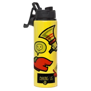 Among US Shhhh!!!, Μεταλλικό παγούρι νερού με καπάκι ασφαλείας, αλουμινίου 850ml