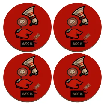 Among US Shhhh!!!, ΣΕΤ x4 Σουβέρ ξύλινα στρογγυλά plywood (9cm)