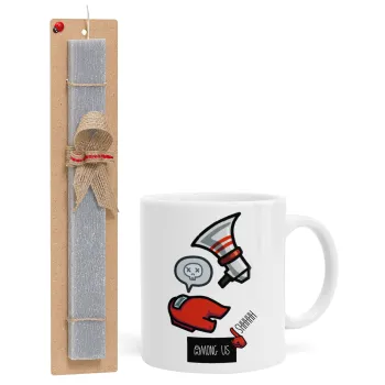 Among US Shhhh!!!, Easter Set, Ceramic Cup (330ml) & Easter aromatic flat candle (30cm) (GRAY)