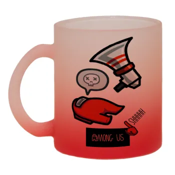 Among US Shhhh!!!, Κούπα γυάλινη δίχρωμη με βάση το κόκκινο ματ, 330ml