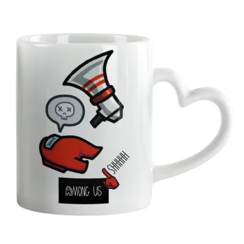 Among US Shhhh!!!, Mug heart handle, ceramic, 330ml