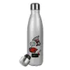 Μεταλλικό παγούρι θερμός Glitter Aσημένιο (Stainless steel), διπλού τοιχώματος, 500ml