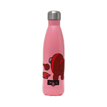 Among US i am impostor..., Metal mug thermos Pink Mat (Stainless steel), double wall, 500ml