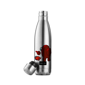 Among US i am impostor..., Μεταλλικό παγούρι θερμός Inox (Stainless steel), διπλού τοιχώματος, 500ml