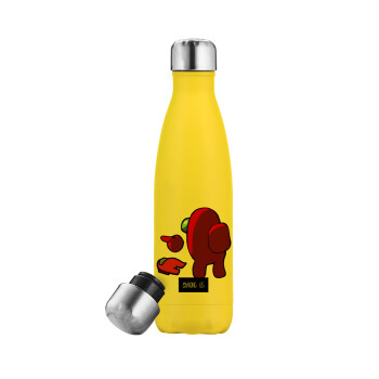 Among US i am impostor..., Yellow Stainless Steel Metallic Thermos, double-walled, 500ml