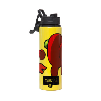 Among US i am impostor..., Μεταλλικό παγούρι νερού με καπάκι ασφαλείας, αλουμινίου 850ml