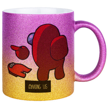 Among US i am impostor..., Κούπα Χρυσή/Ροζ Glitter, κεραμική, 330ml