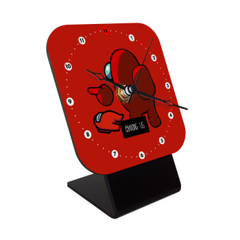 Among US i am impostor..., Quartz Wooden table clock with hands (10cm)