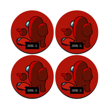 Among US i am impostor..., SET of 4 round wooden coasters (9cm)