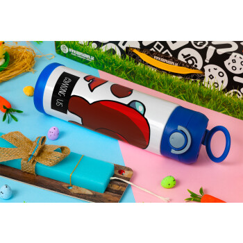 Among US i am impostor..., Easter candle, Childrens hot water bottle, stainless steel, with safety straw, BLUE (500ml)