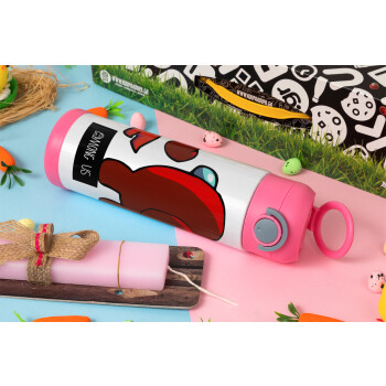 Among US i am impostor..., Easter candle, Childrens hot water bottle, stainless steel, with safety straw, PINK (500ml)