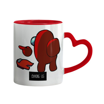Among US i am impostor..., Mug heart red handle, ceramic, 330ml