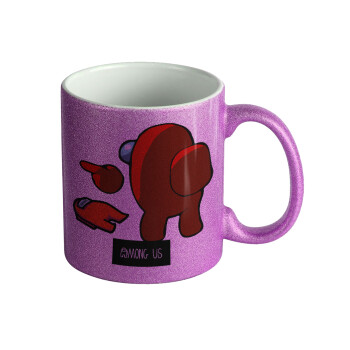 Among US i am impostor..., Κούπα Μωβ Glitter που γυαλίζει, κεραμική, 330ml