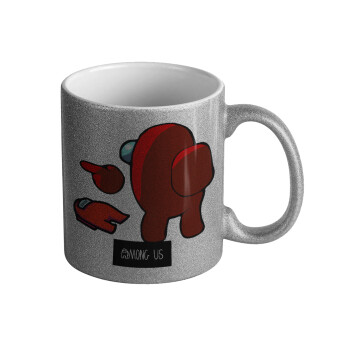 Among US i am impostor..., Κούπα Ασημένια Glitter που γυαλίζει, κεραμική, 330ml