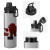 Metallic water bottle with safety cap, 850ml aluminum