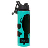 Metallic water bottle with safety lid, 850ml aluminum