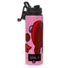 Metallic water bottle with safety lid, 850ml aluminum