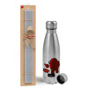 Easter Set, metallic Inox water bottle (750ml) & aromatic flat Easter candle (30cm) (GRAY)