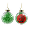 Transparent Christmas tree ball ornament with green filling 8cm