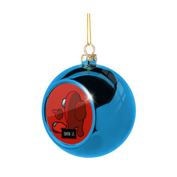 Among US i am impostor..., Χριστουγεννιάτικη μπάλα δένδρου Μπλε 8cm