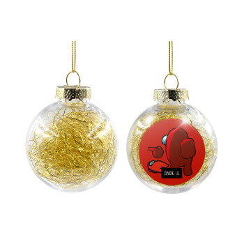 Among US i am impostor..., Transparent Christmas tree ball ornament with gold filling 8cm