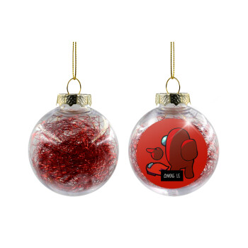 Among US i am impostor..., Χριστουγεννιάτικη μπάλα δένδρου διάφανη με κόκκινο γέμισμα 8cm