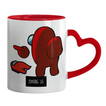 Among US i am impostor..., Mug heart red handle, ceramic, 330ml