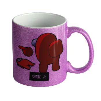 Among US i am impostor..., Κούπα Μωβ Glitter που γυαλίζει, κεραμική, 330ml