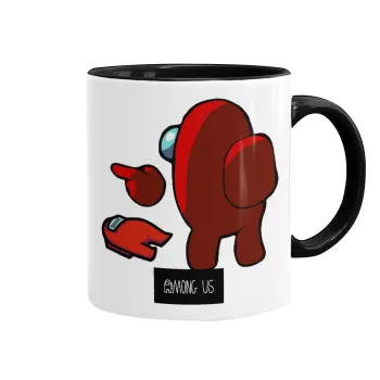 Among US i am impostor..., Κούπα χρωματιστή μαύρη, κεραμική, 330ml