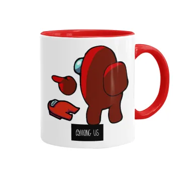 Among US i am impostor..., Κούπα χρωματιστή κόκκινη, κεραμική, 330ml