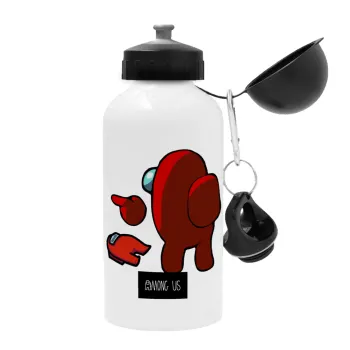 Among US i am impostor..., Μεταλλικό παγούρι νερού, Λευκό, αλουμινίου 500ml