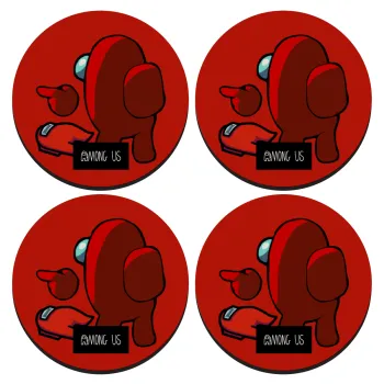 Among US i am impostor..., SET of 4 round wooden coasters (9cm)