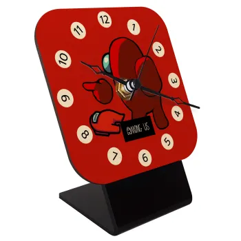 Among US i am impostor..., Επιτραπέζιο ρολόι σε φυσικό ξύλο (10cm)