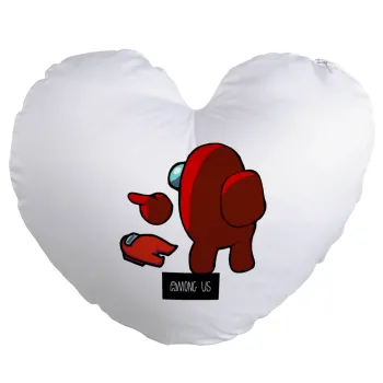 Among US i am impostor..., Μαξιλάρι καναπέ καρδιά 40x40cm περιέχεται το  γέμισμα