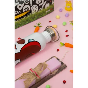 Among US i am impostor..., Easter Set, SS Metallic water bottle (620ml, stainless steel) & scented flat Easter candle (30cm) (PINK)